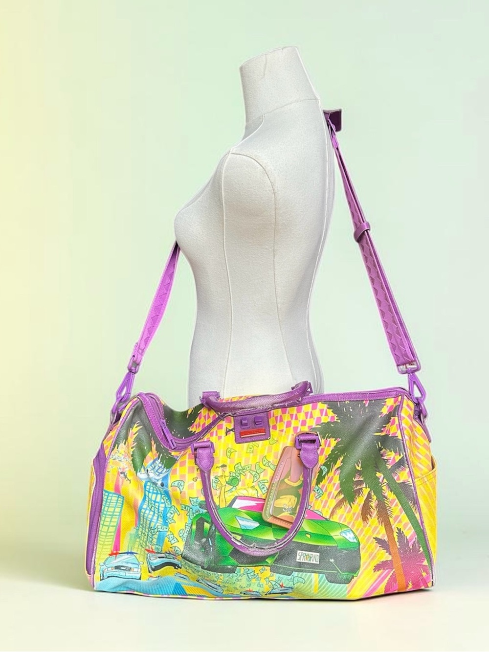 Sprayground Purple Multicolor Graphic Travel Duffel
